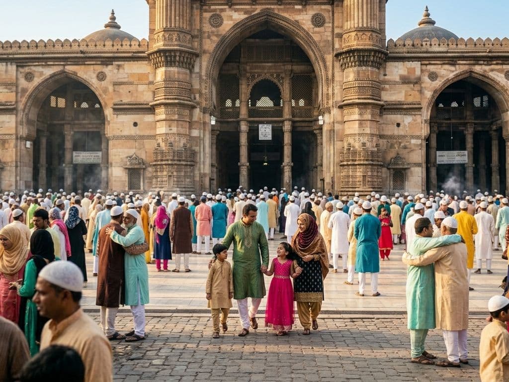 Jama Masjid Ahmedabad on Eid Morning – Worshippers After Namaz