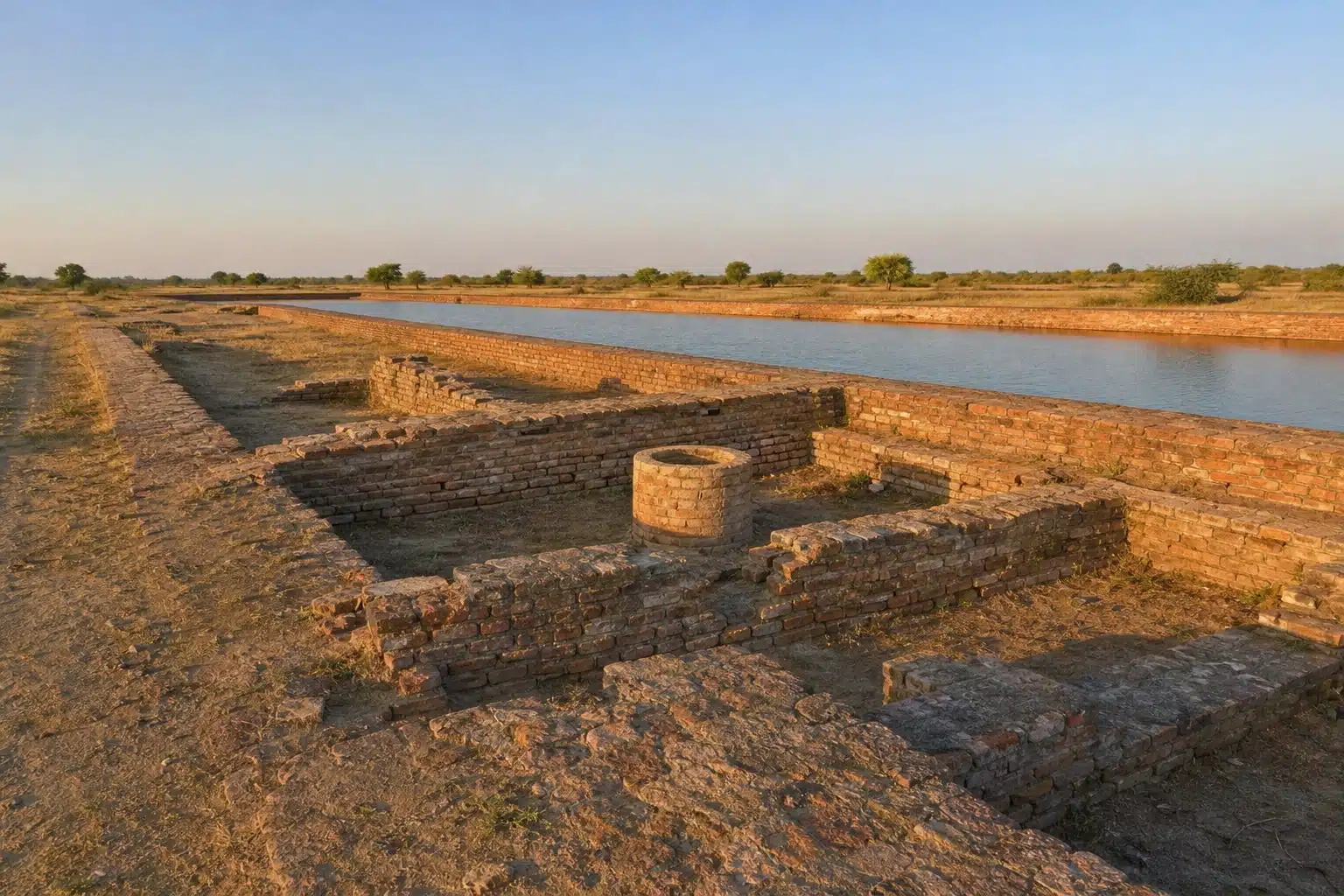 The excavated Indus‑Valley port at Lothal at Lothal Archaeological Site