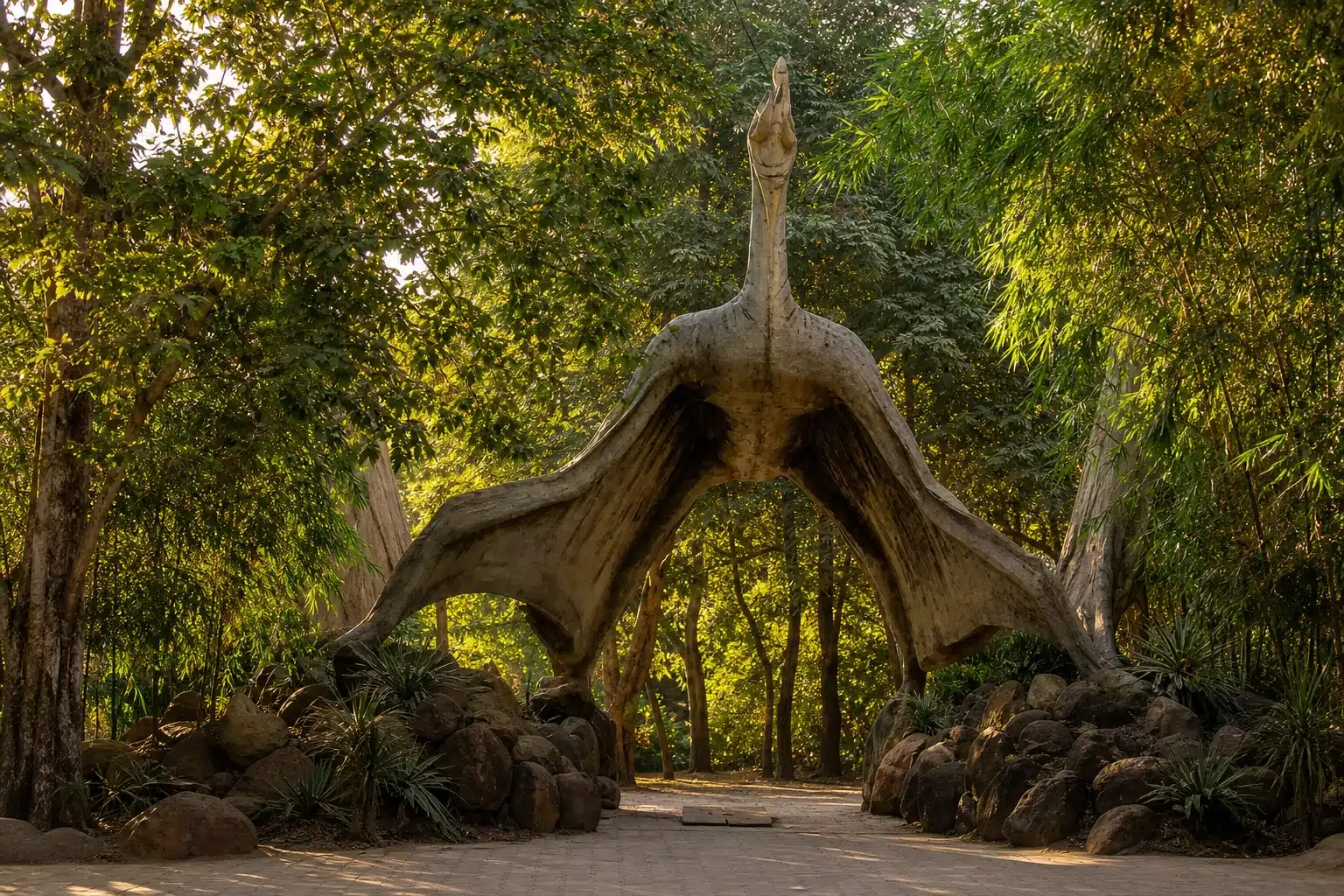 Dinosaur fossil exhibit at Indroda Nature Park